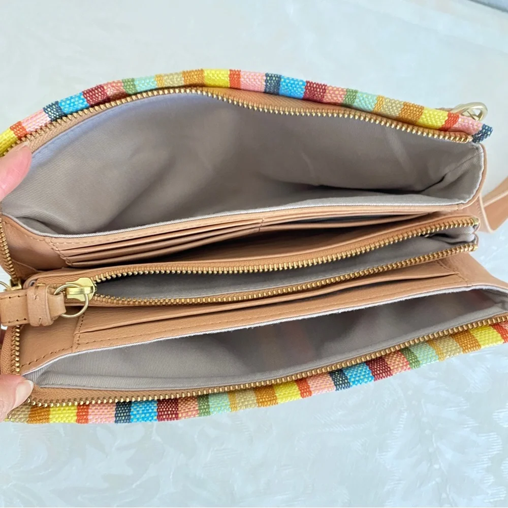 Foley and Corinna rainbow striped crossbody organizer bag